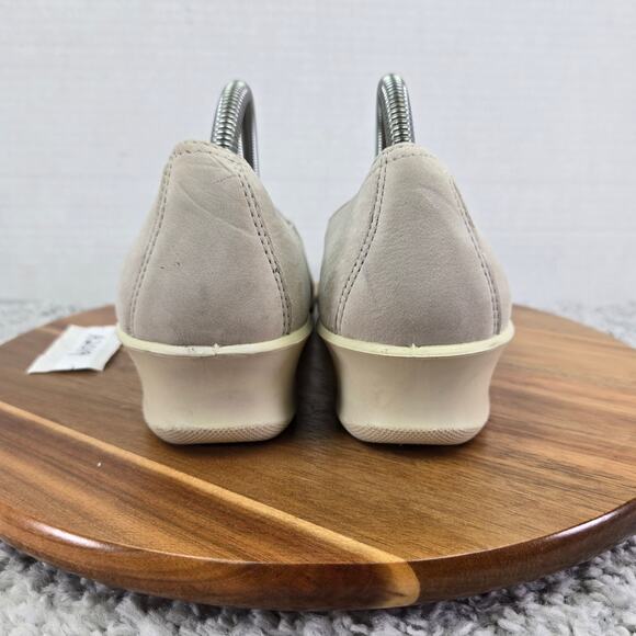 Ecco Felicia Gray Perforated Leather Daily Slip On Mini Wedge Flat Shoe Women 41 - Picture 3 of 14